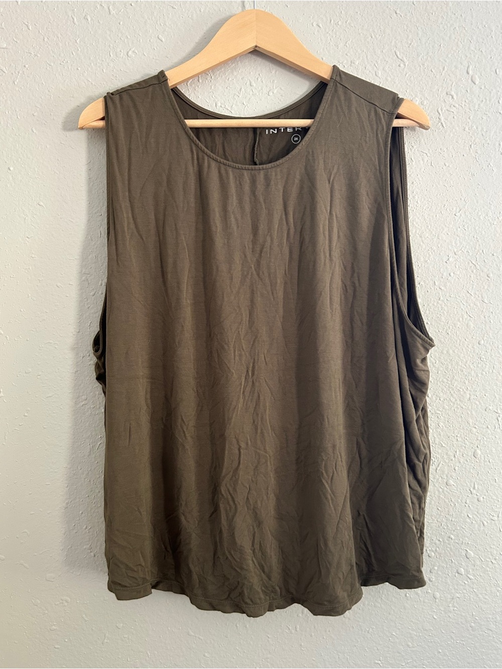 Interval Olive Green Sleeveless Muscle Tank Modal Stretch Comfy Workout Active
